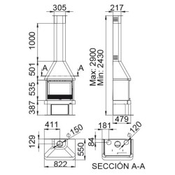 CHIMENEA METÁLICA FRONTAL LISBOA VISION 11 KW