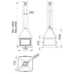 ESTUFA LEÑA CHIMENEA METÁLICA HUELVA-C 16 KW